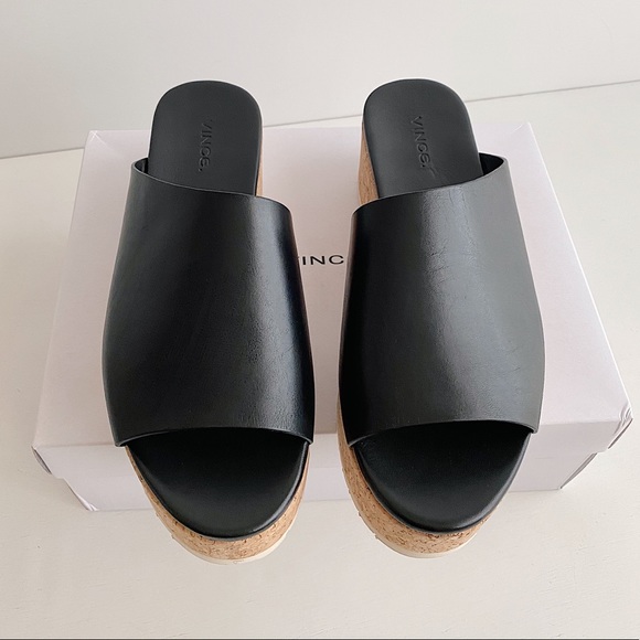 ✨New VINCE James B Leather Platform Slide Sandals 9M - Picture 3 of 10